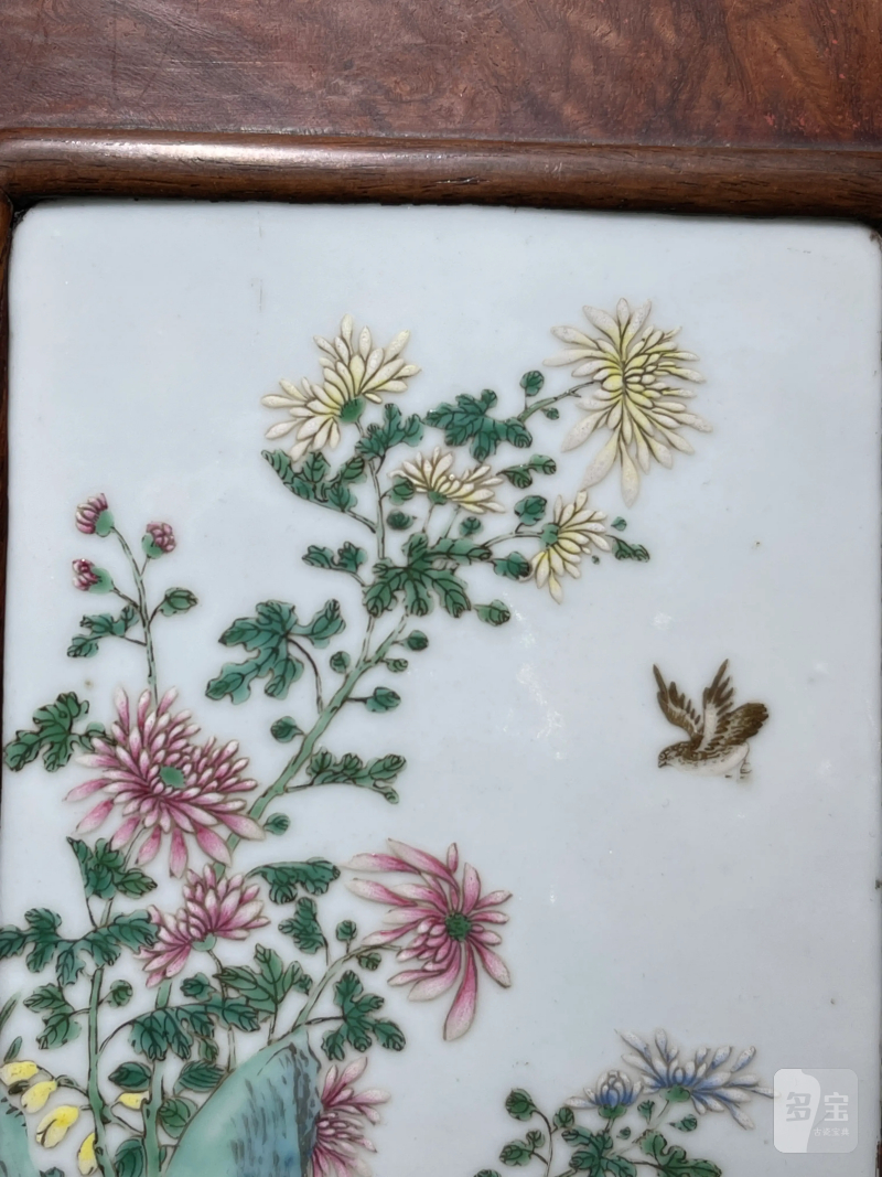 清乾隆 粉彩花鸟纹瓷板 - 图4